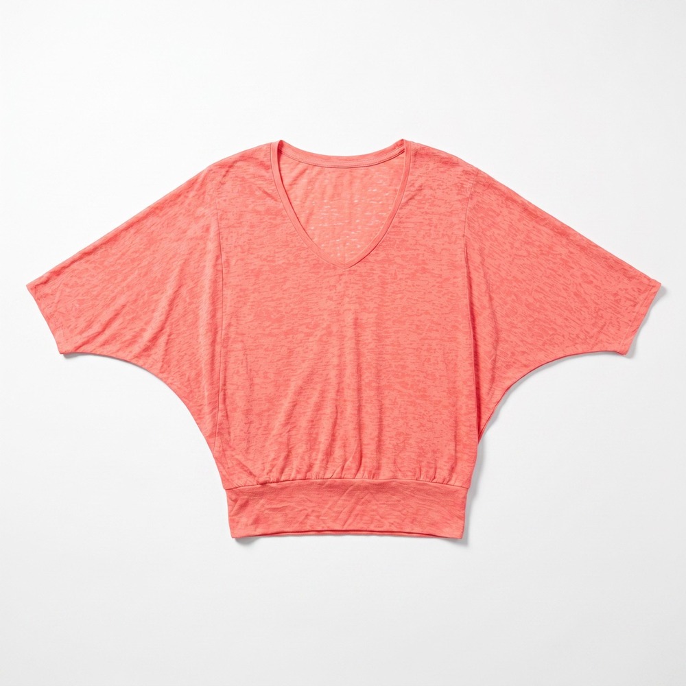 Ideology L Coral Burnout Knit Dolman Top Womens Athleisure Casual Cozy